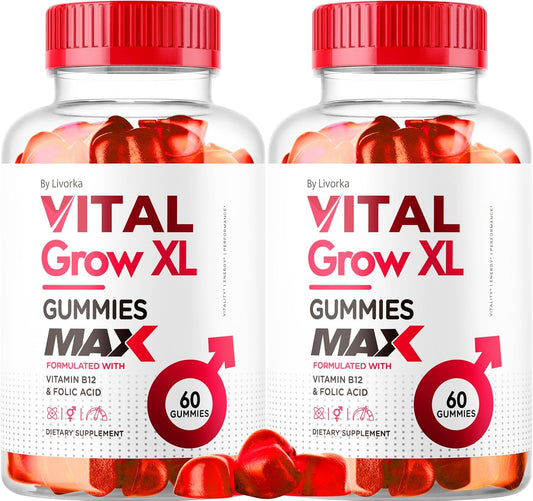 2 Pack LIVORKA Vital Grow XL Men's Performance Gummies - 1050MG Blend, Advanced Formula for 2 Month Supply
