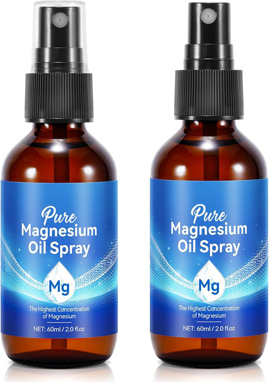 2-Pack Magnesium Oil Spray for Feet - Pure Magnesium Oil for Sports & Massage - 4.04 fl oz