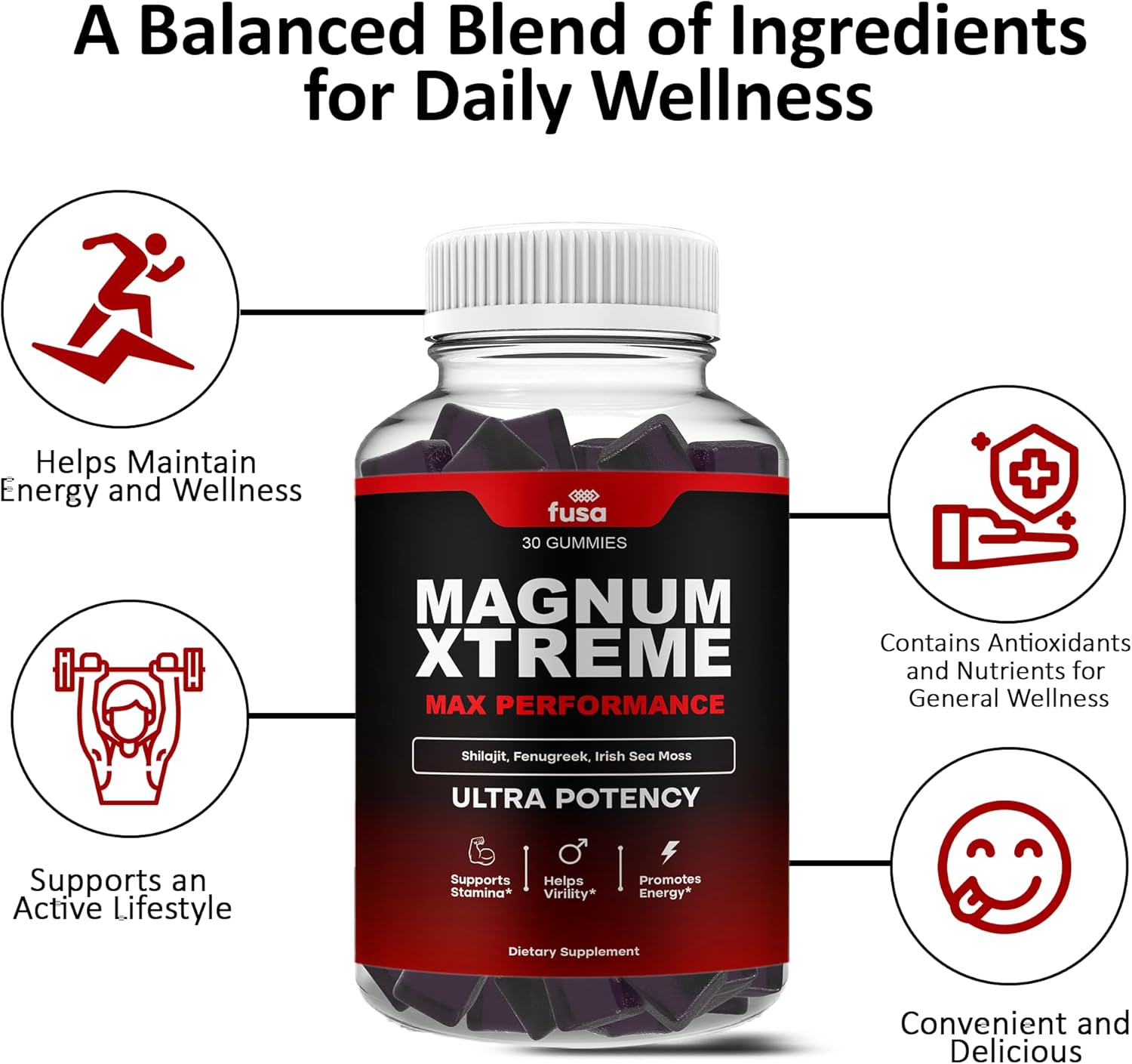 2 Pack MagnumXtreme Gummies: Maximum Strength Shilajit Sea Moss Fenugreek Supplement for Overall Health Support (60 Day Supply)