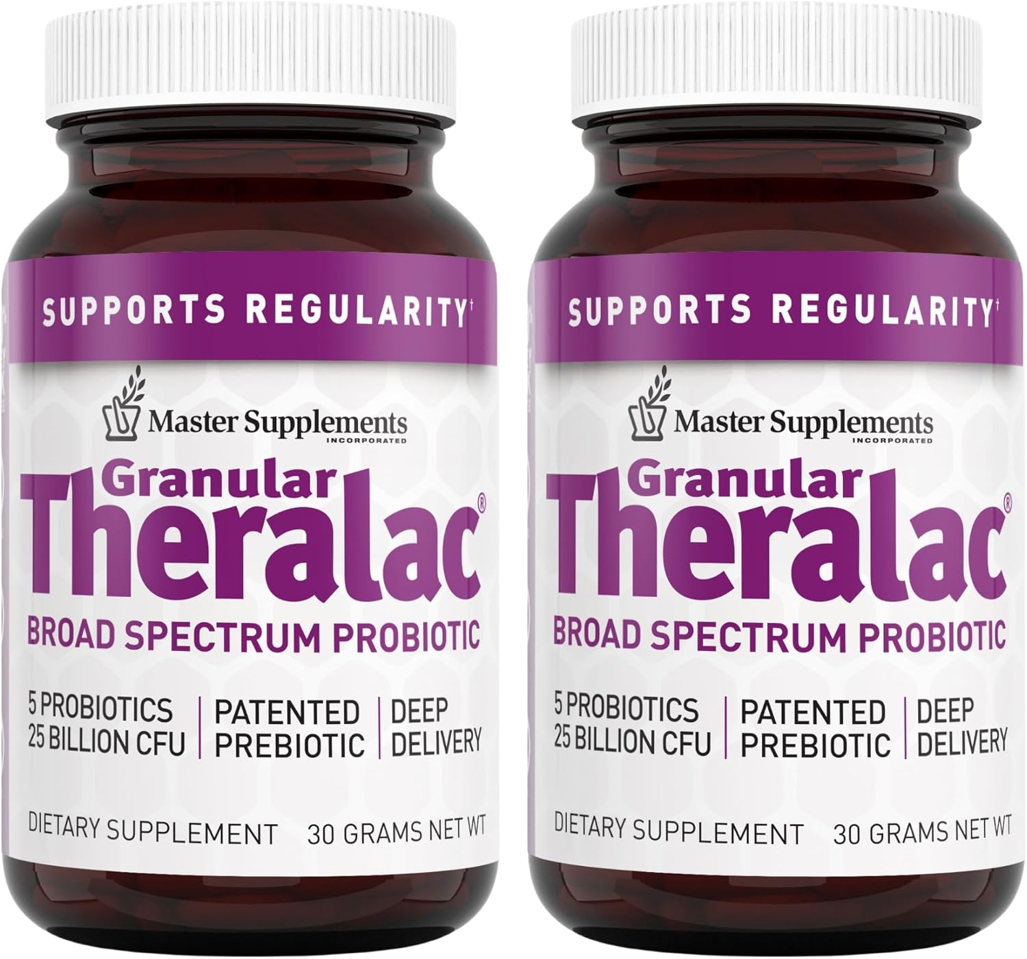 2-Pack Master Supplements Granular Theralac Probiotic Powder - 1.05 oz, 80 Servings - Vegan & Gluten Free Gut Health Support for Kids