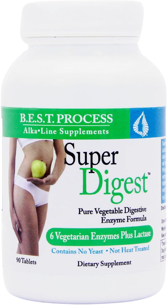2 Pack Morter HealthSystem SuperDigest: Best Alkaline Multi-Enzyme Digestive Support with Alfalfa, Papain & Bromelain