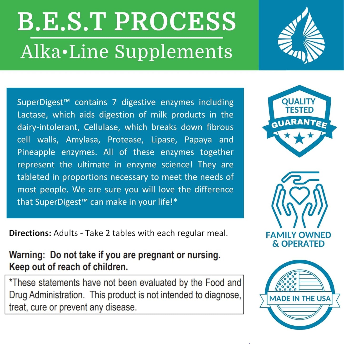 2 Pack Morter HealthSystem SuperDigest: Best Alkaline Multi-Enzyme Digestive Support with Alfalfa, Papain & Bromelain