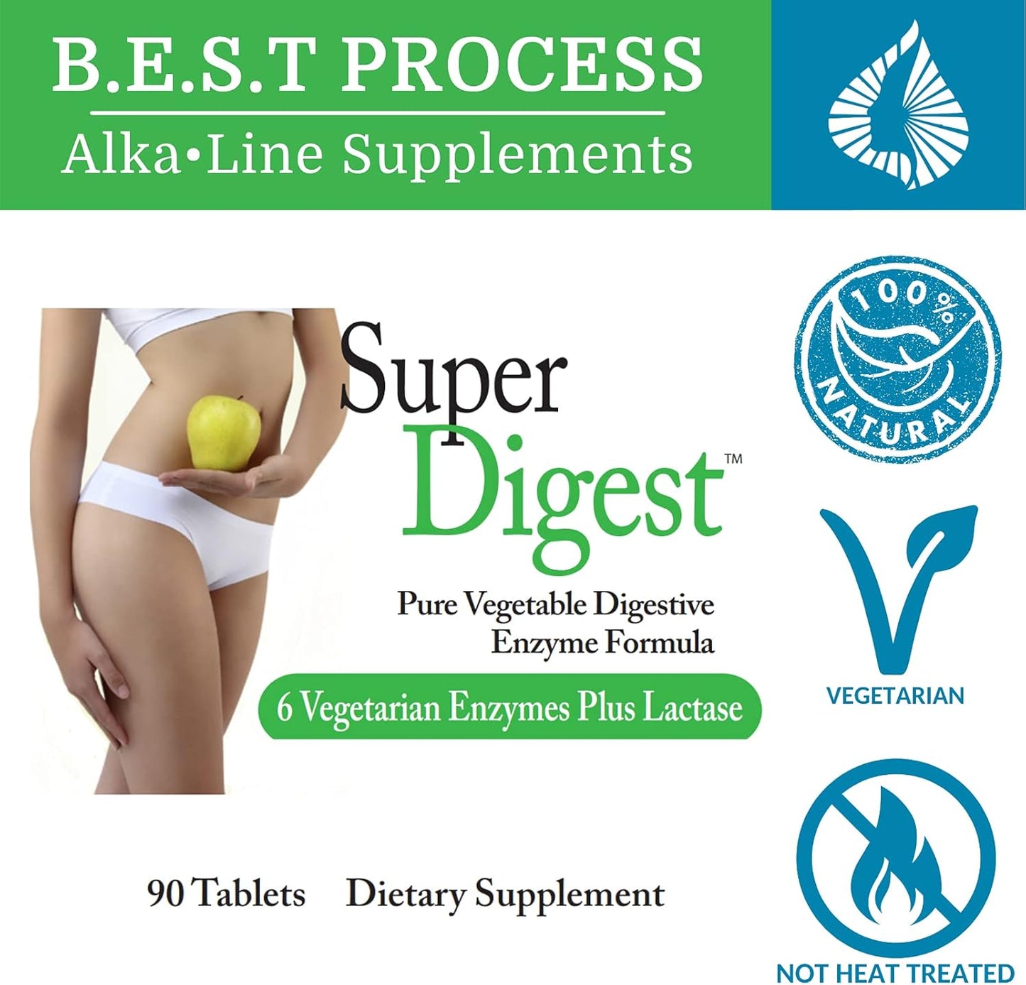 2 Pack Morter HealthSystem SuperDigest: Best Alkaline Multi-Enzyme Digestive Support with Alfalfa, Papain & Bromelain
