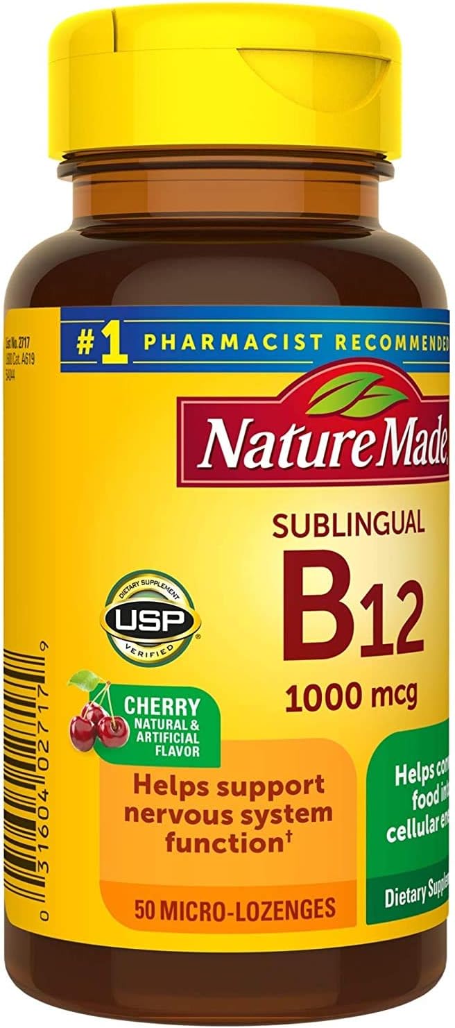 2 Pack Nature Made B-12 1000 mcg Cherry Flavor Micro-Lozenges - 100 Total Lozenges