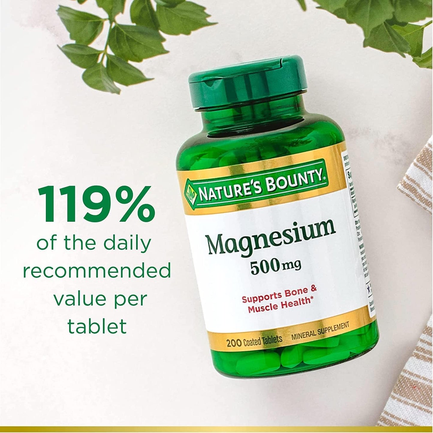 2 Pack Nature's Bounty Magnesium 500 mg Tablets - 400 Tablets Total