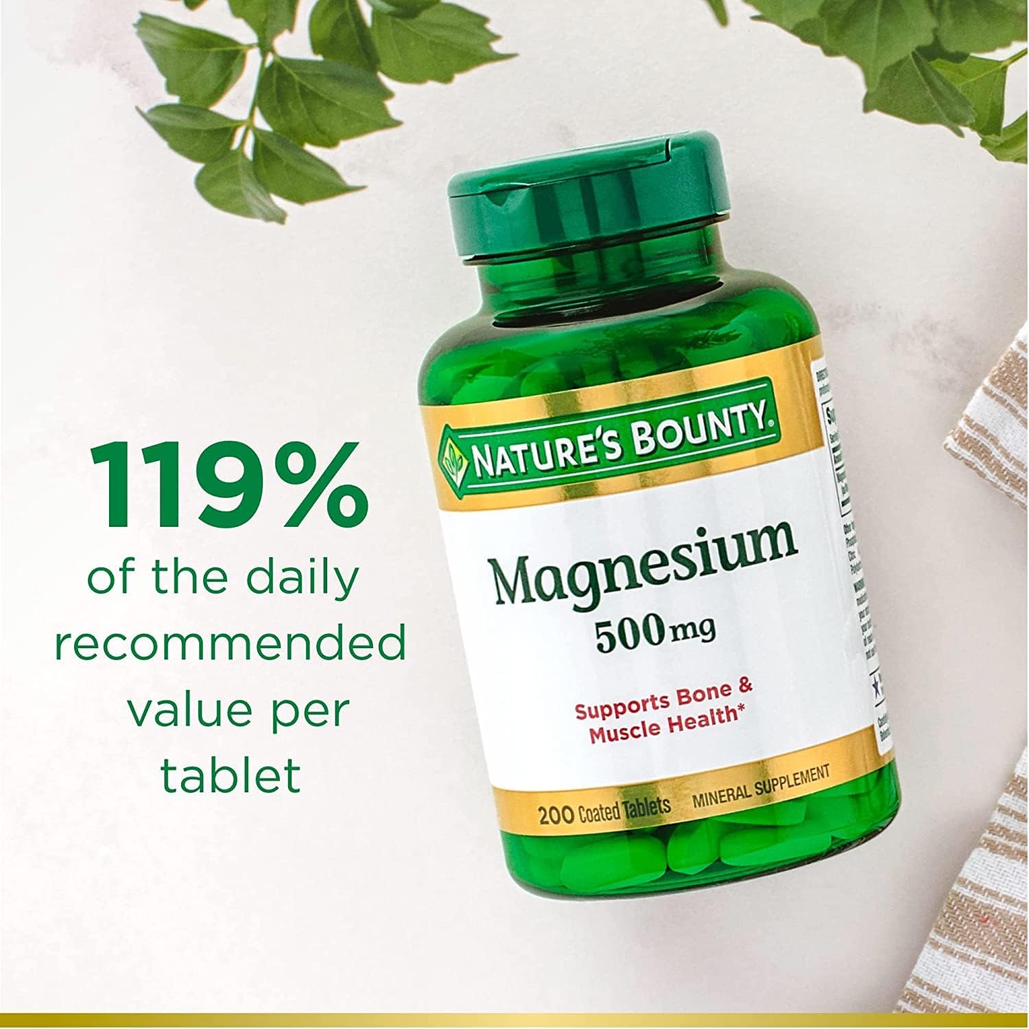 2 Pack Nature's Bounty Magnesium 500 mg Tablets - 400 Tablets Total