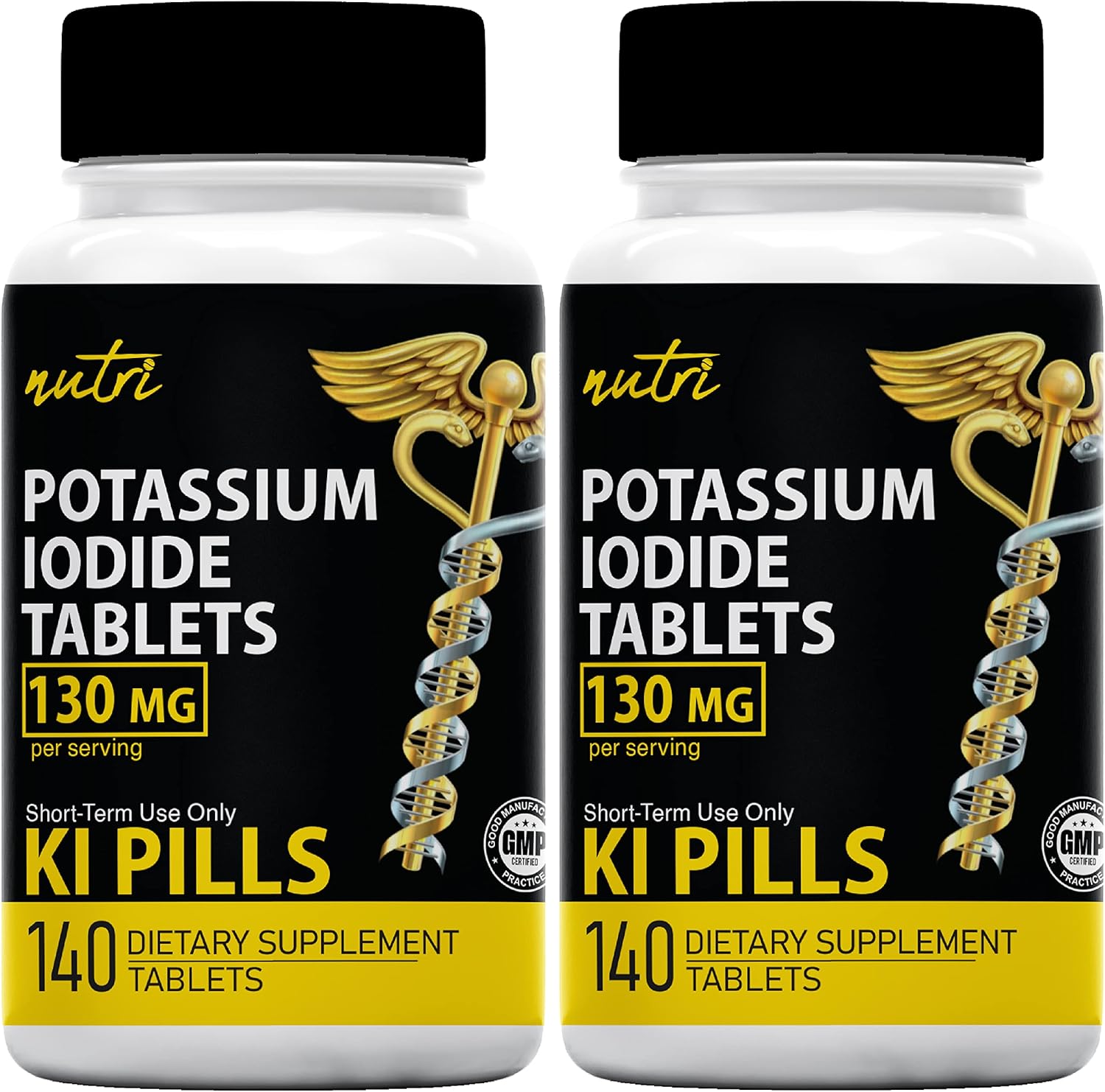 2 Pack Nature's Fusions Potassium Iodide Radiation Tablets 130mg - 280 Tablets, EXP 10/2032 - Potassium Iodine YODO Naciente Pills