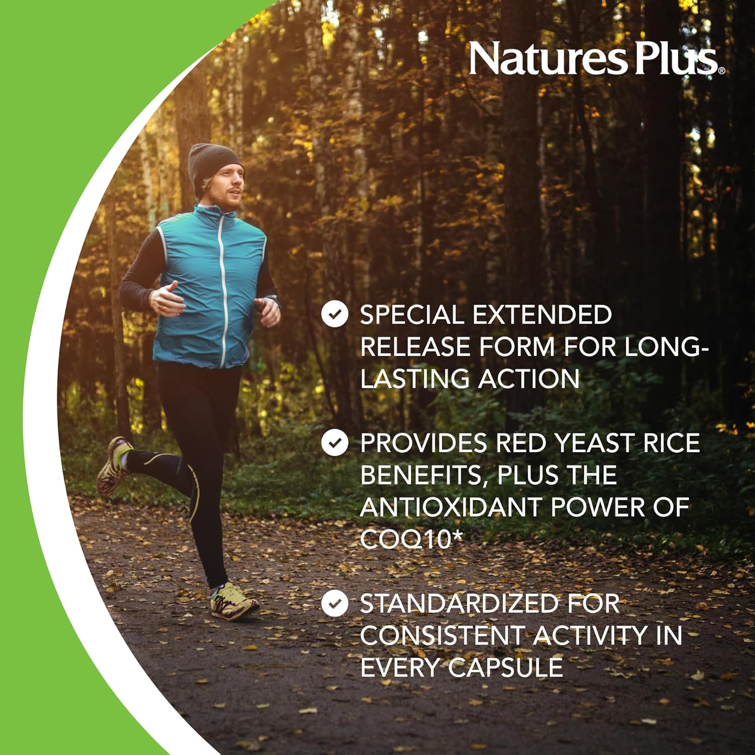 2 Pack Natures Plus Herbal Actives Red Yeast Rice + CoQ10 Extended Release Tablets - Antioxidant & Well-Being Support - Vegetarian & Gluten Free - 60 Servings