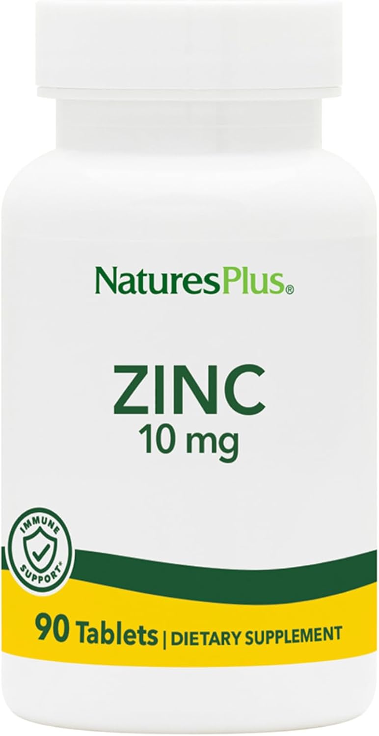 2 Pack Natures Plus Zinc 10mg Tablets - 90 Tablets Each - Immune Health Support - High-Potency Amino Acid Chelate - Gluten Free & Vegetarian - 180 Servings