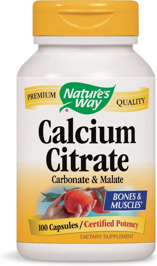 2 Pack Nature's Way Calcium Citrate, Carbonate, and Malate 1000mg, 100 Capsules - Total 200 Capsules