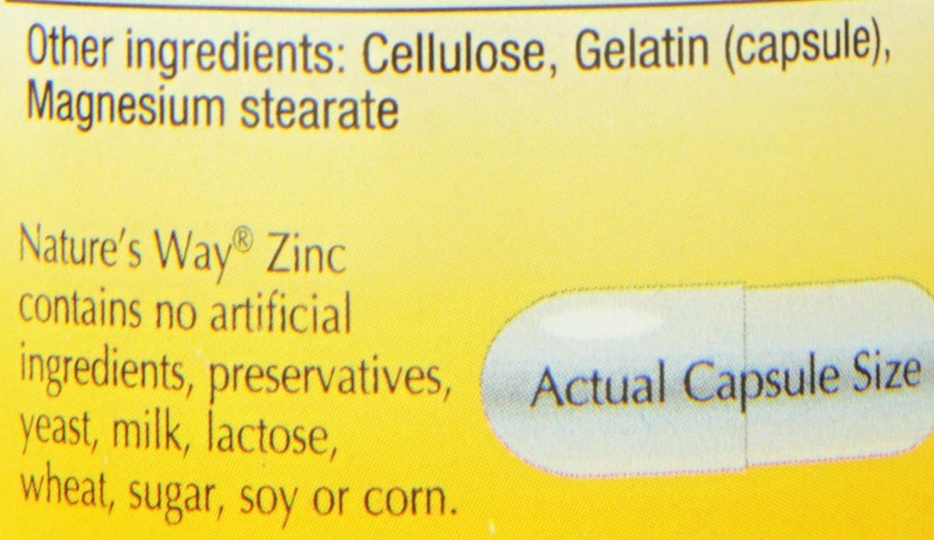 2 Pack Nature's Way Zinc Chelate 30mg Capsules - Support Immune Function - 100 Capsules per Bottle