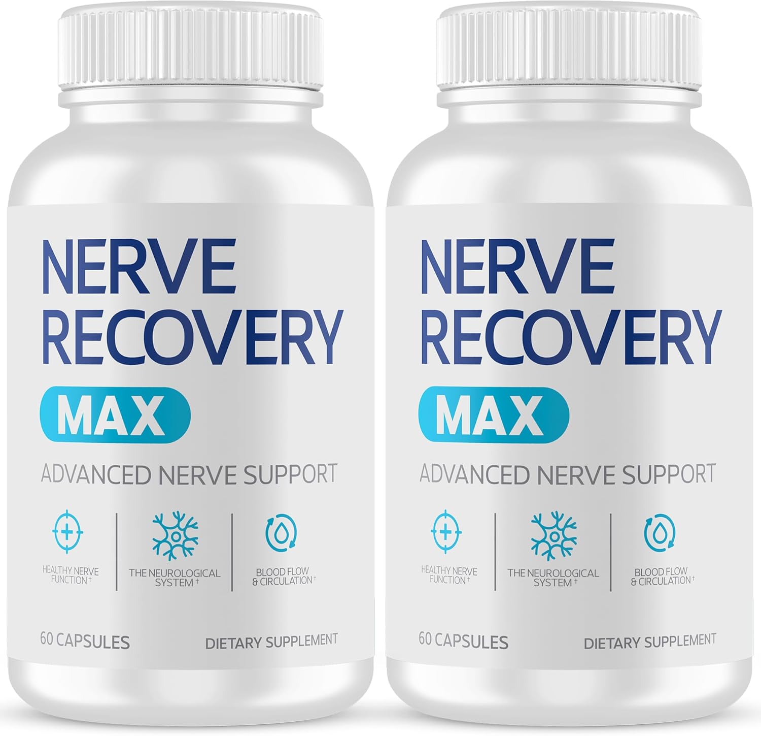 2 Pack Nerve Recovery Max Supplement - 60 Capsules for Neurological Support, Promotes Blood Flow, Non-GMO, Made in USA - Nerve Health Supplements
