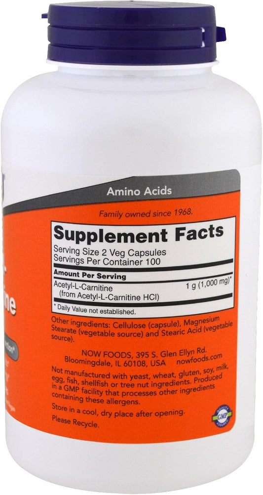 2-Pack NOW Foods Acetyl L-Carnitine 500mg Capsules - 400 ct Total