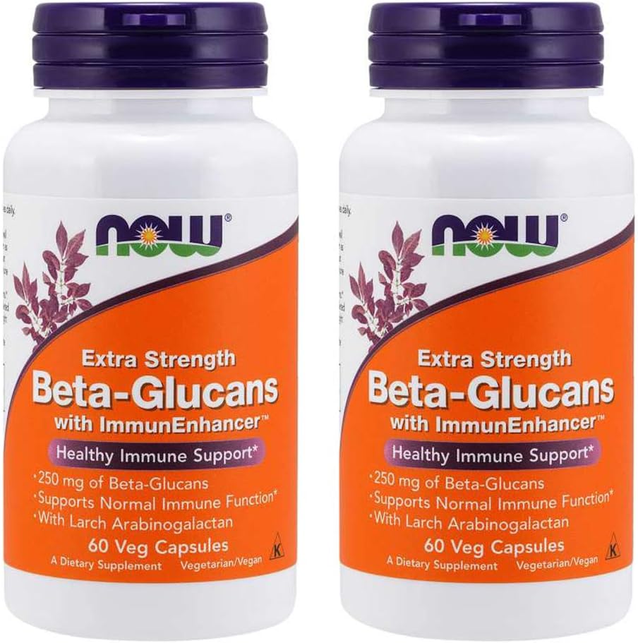 2-Pack NOW Foods Beta-Glucans with ImmunEnhancer™ 60 Vegetarian Capsules