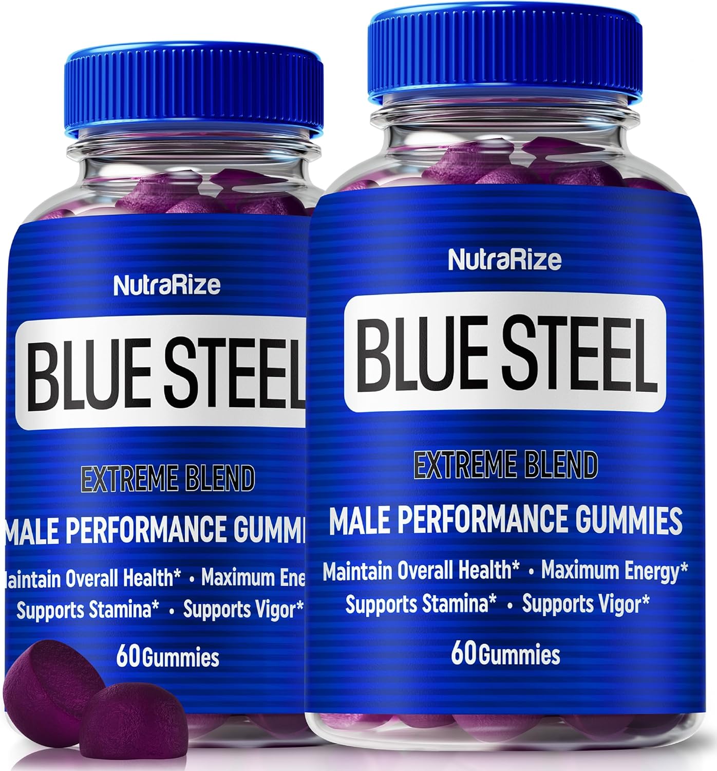 2 Pack NutraRize Blue Steel Gummies for Men - Daily Nutrition Boost for Confidence & Health - All Natural Male Supplement - Support Peak Performance - BlueSteel Reviews (120 Gummies)