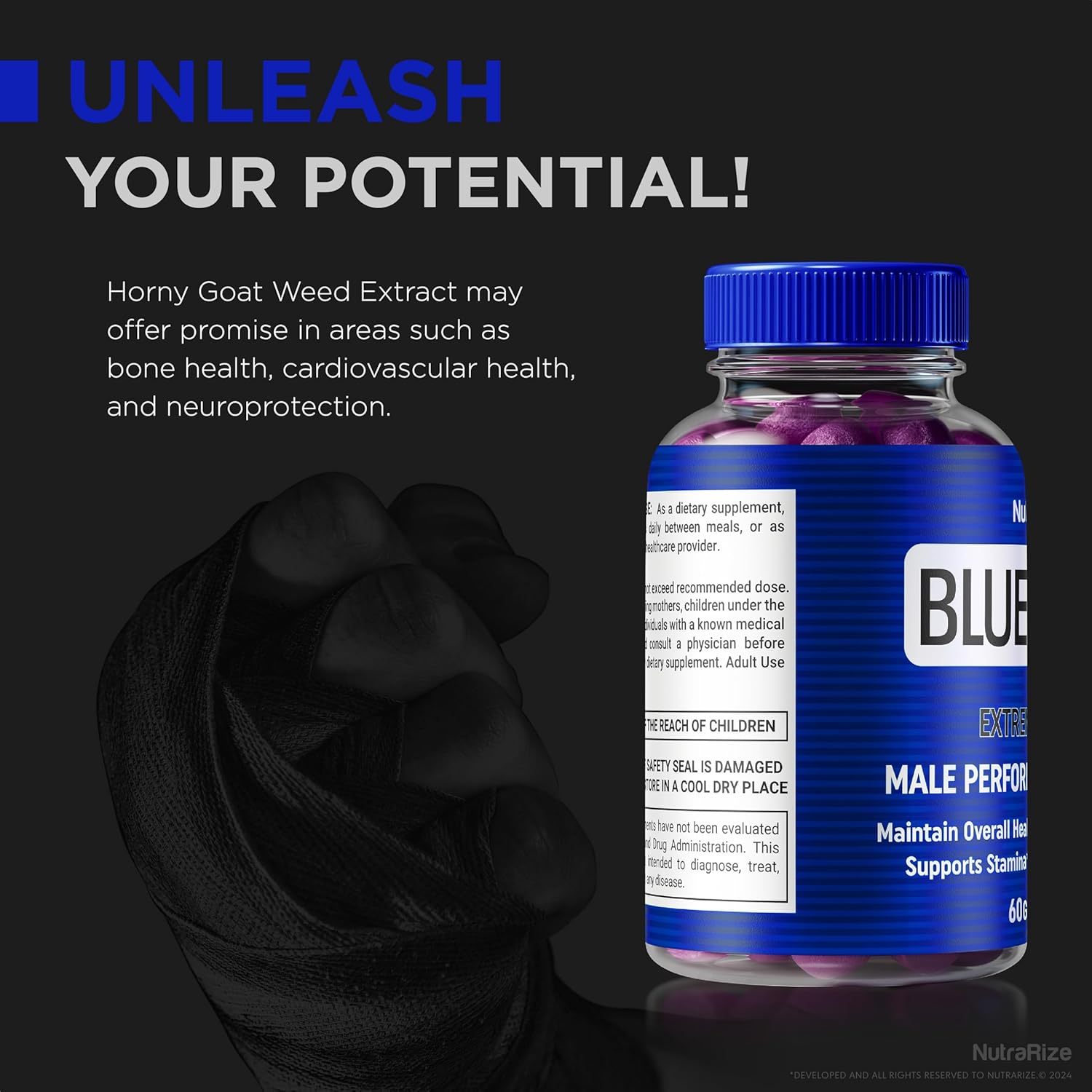 2 Pack NutraRize Blue Steel Gummies for Men - Daily Nutrition Boost for Confidence & Health - All Natural Male Supplement - Support Peak Performance - BlueSteel Reviews (120 Gummies)