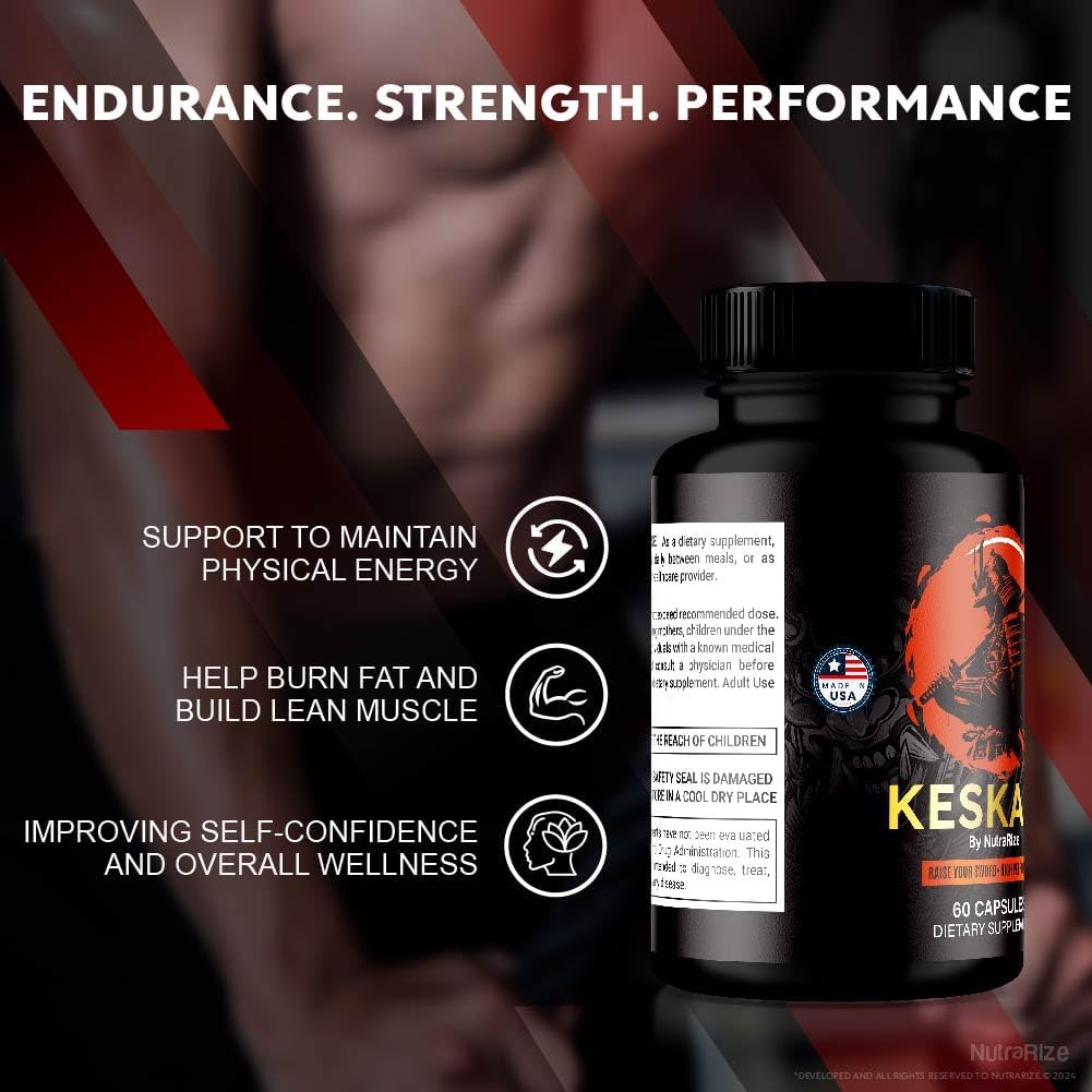 2 Pack NutraRize Keskara Pills for Men - Premium Male Supplement for Muscle Growth & Health - Official Reviews (120 Capsules)