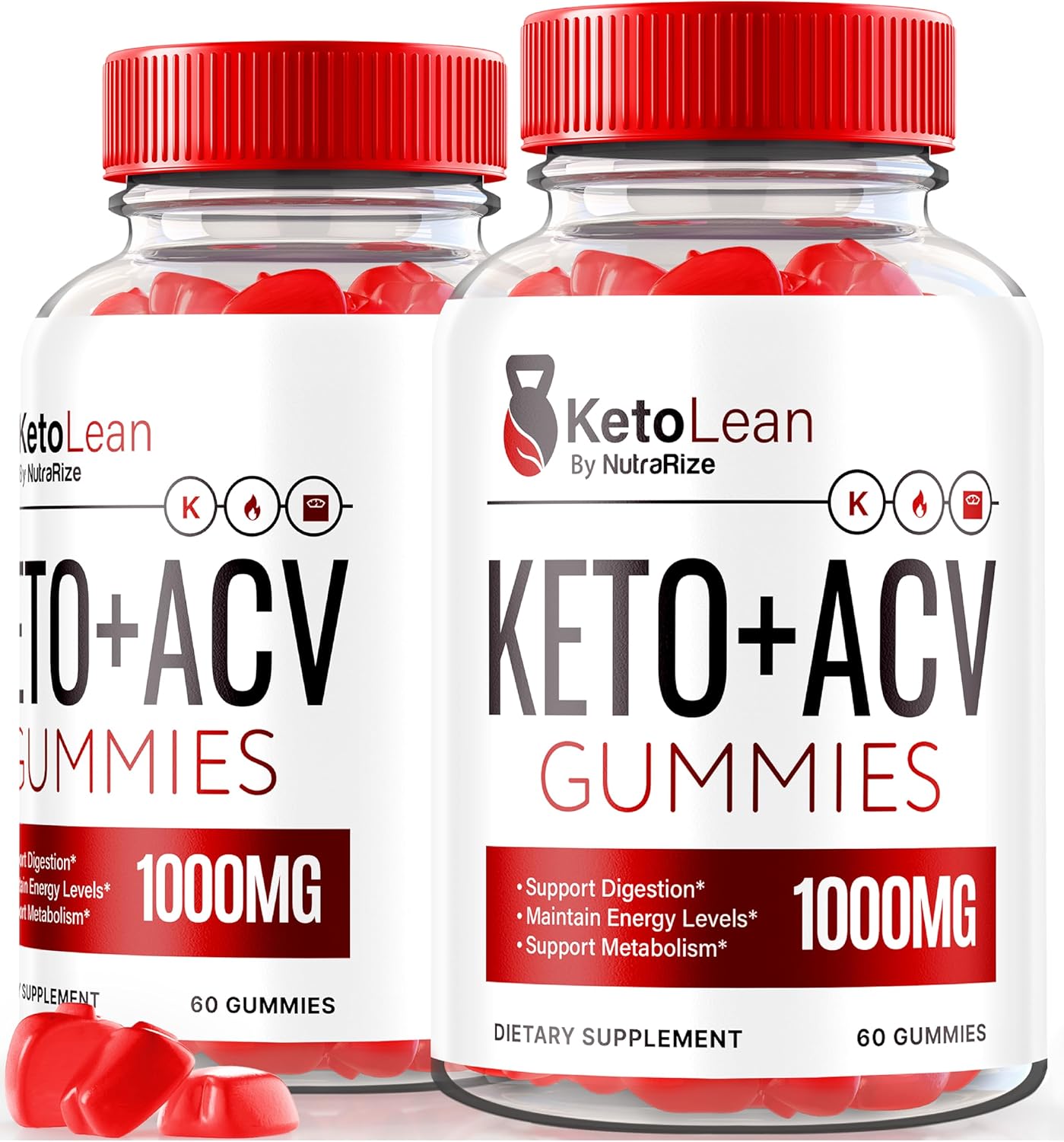 2 Pack NutraRize Keto Lean Apple Cider Vinegar Gummies - 1000MG ACV Keto Supplement with Keto Vitamins - Official Keto Plus ACV - 120 Gummies