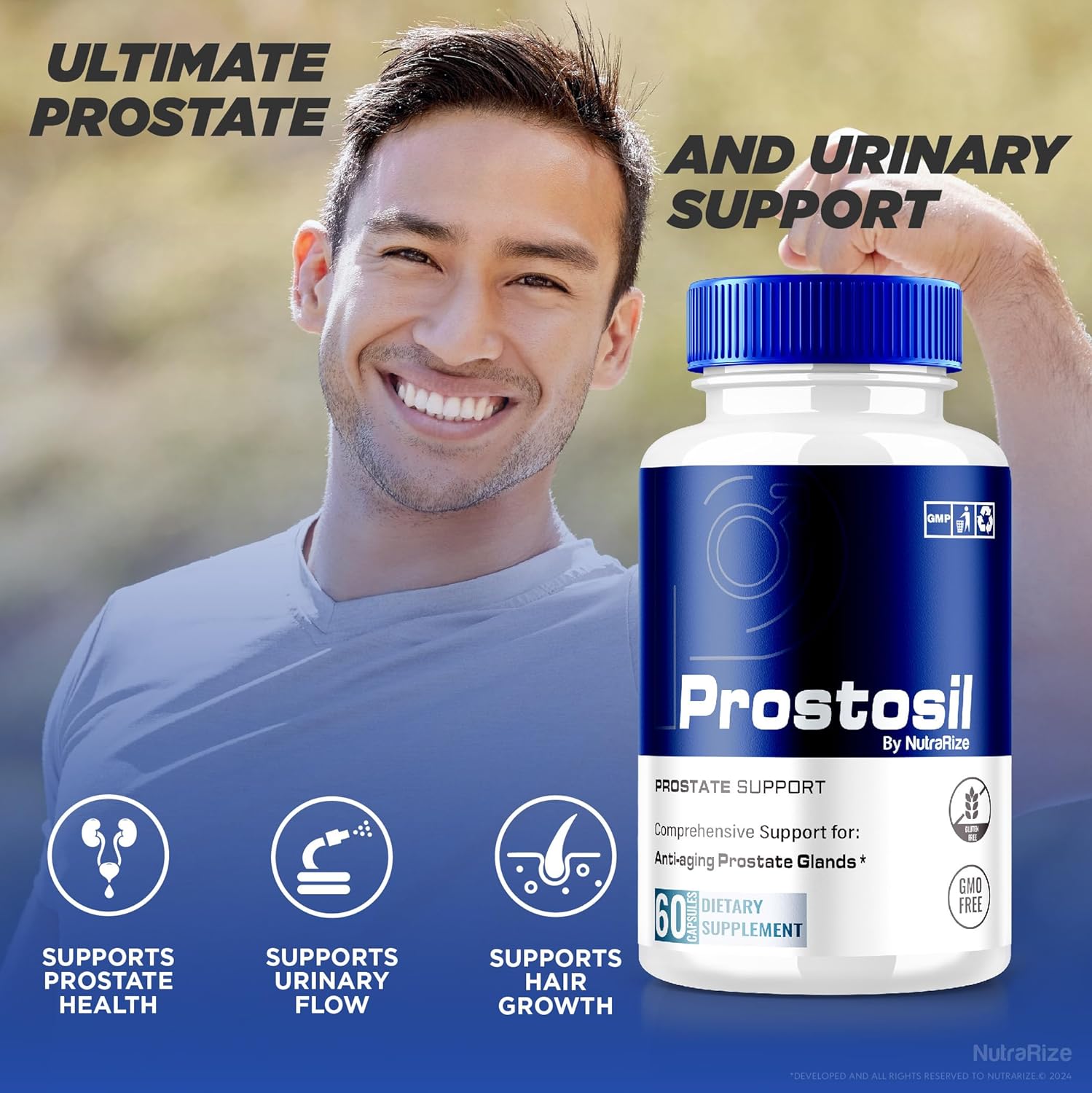 2 Pack NutraRize Prostosil Capsules: Natural Prostate Health Support Supplement, Maximum Strength Herbal Formula for Overall Health - Official Review (120 Capsules)
