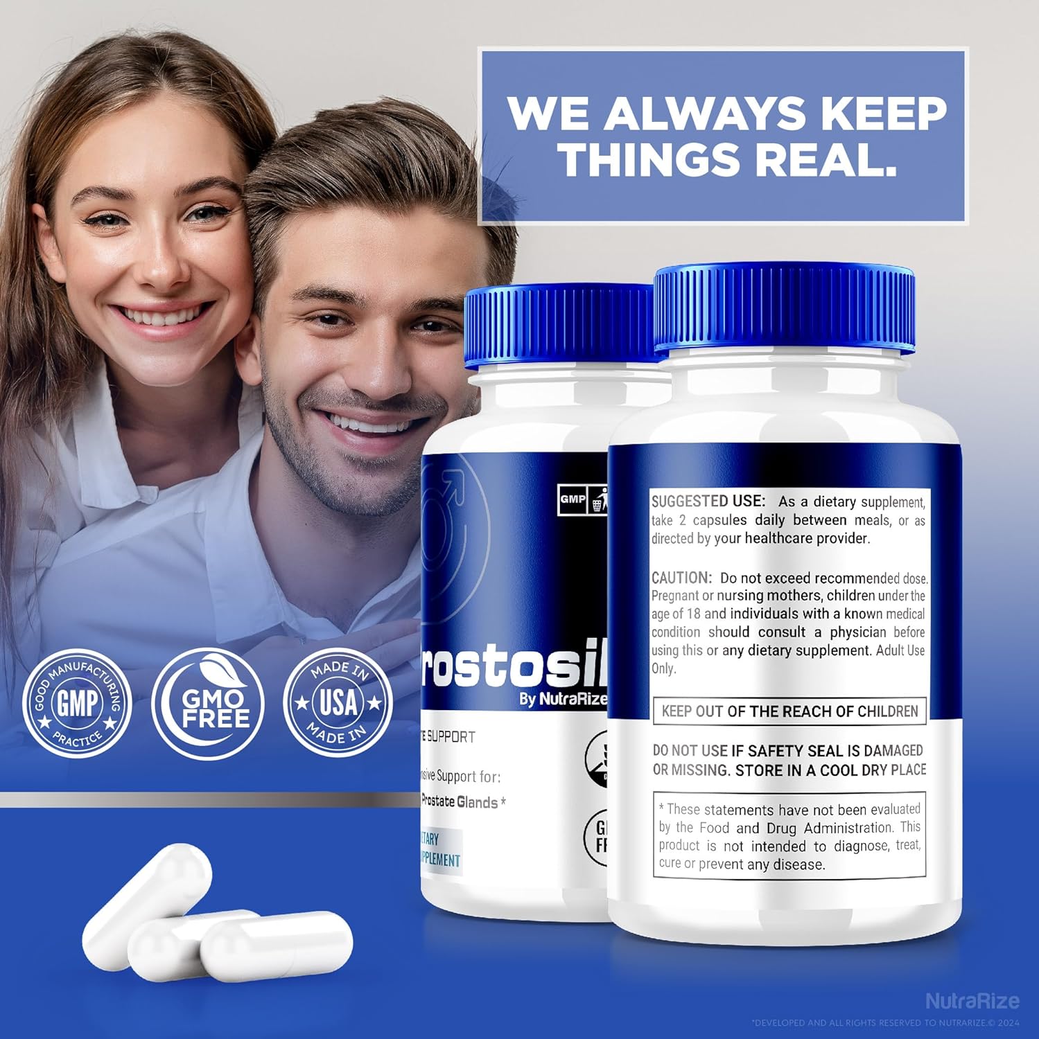 2 Pack NutraRize Prostosil Capsules: Natural Prostate Health Support Supplement, Maximum Strength Herbal Formula for Overall Health - Official Review (120 Capsules)