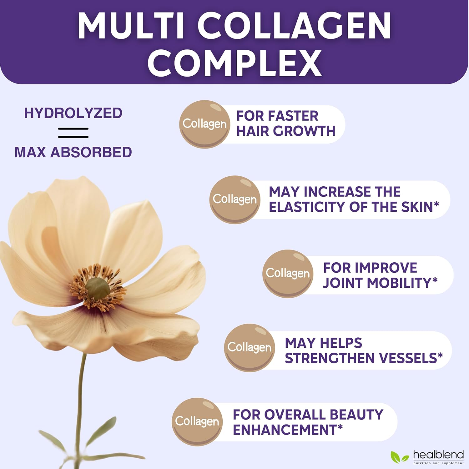 2 Pack of healblend Collagen Complex Capsules for Women and Men - Hydrolyzed Supplement for Anti-Aging, Healthy Joints, Skin, Hair, and Nails
