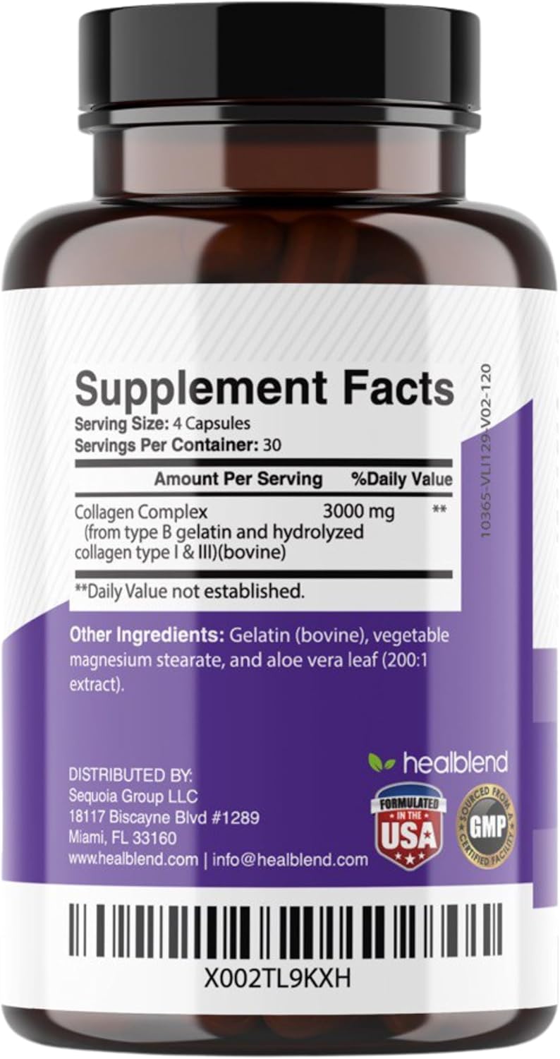 2 Pack of healblend Collagen Complex Capsules for Women and Men - Hydrolyzed Supplement for Anti-Aging, Healthy Joints, Skin, Hair, and Nails
