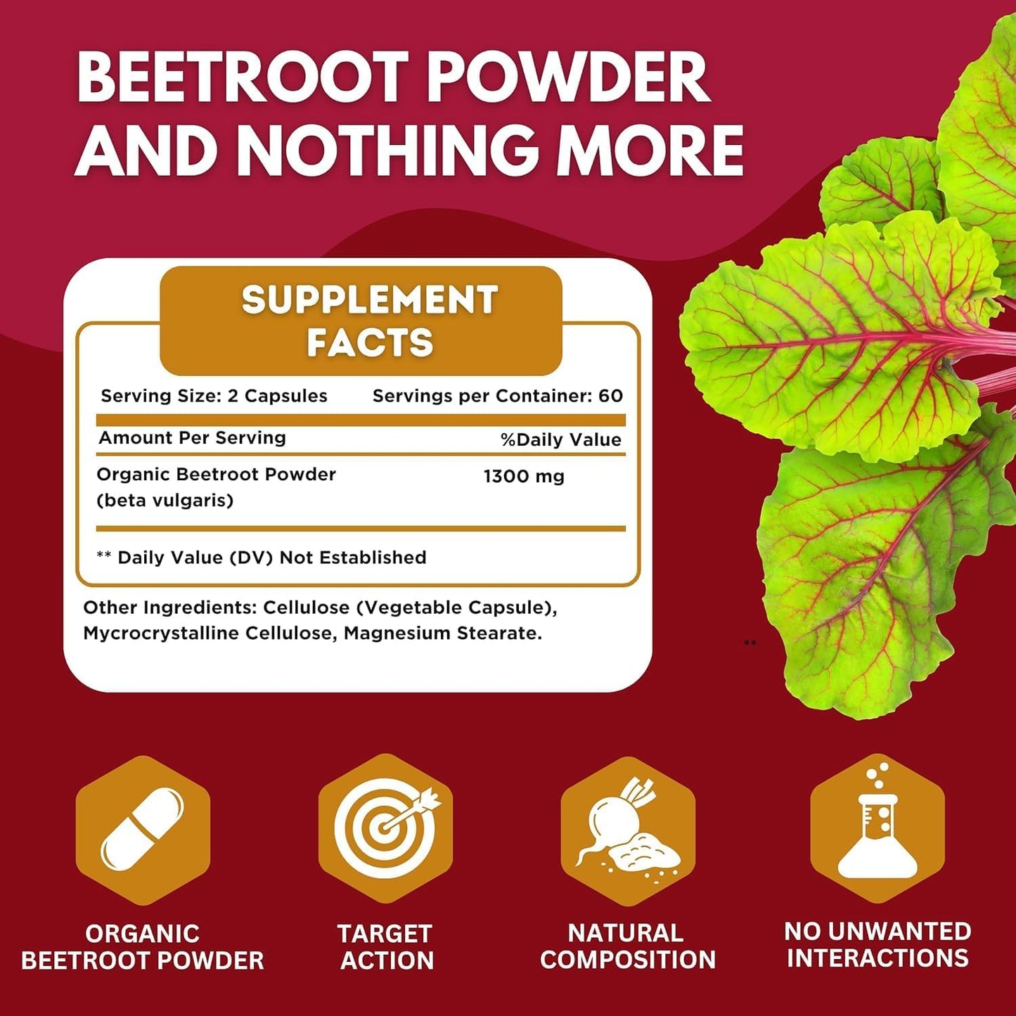 2 Pack of healblend Organic Nitric Oxide Beet Root Capsules 1300mg - Immune System Support & Booster - 240 Count