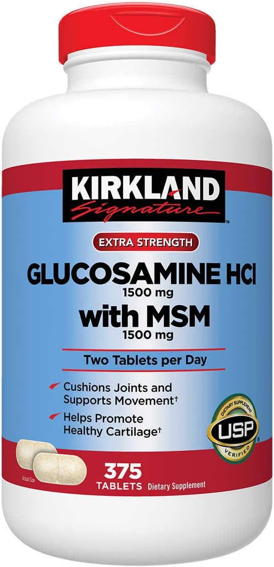 2 Pack of Kirkland Signature Glucosamine with MSM Tablets, 375 Count