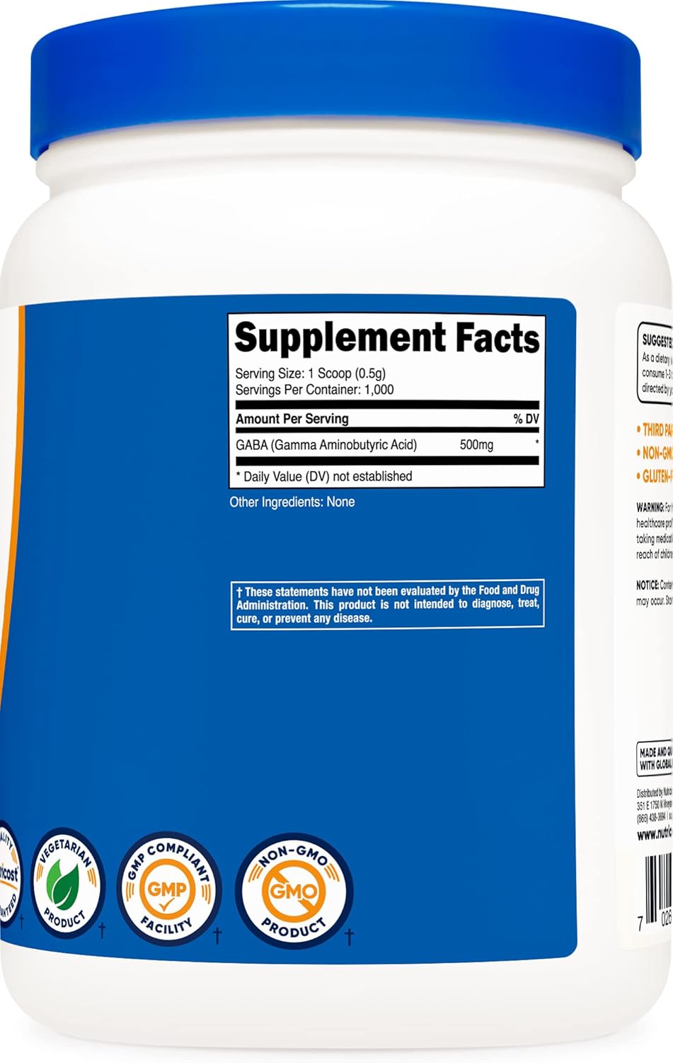 2 Pack of Nutricost Pure GABA Powder - 500 Grams (1.1 lbs)