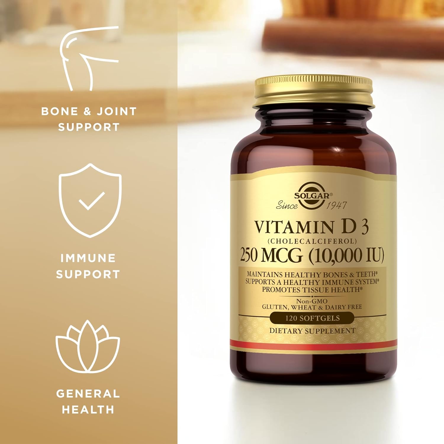 2 Pack of SOLGAR Vitamin D3 Softgels (10,000 IU) for Healthy Bones, Teeth, and Immune System - Non-GMO, Gluten-Free, Dairy-Free - 120 Servings