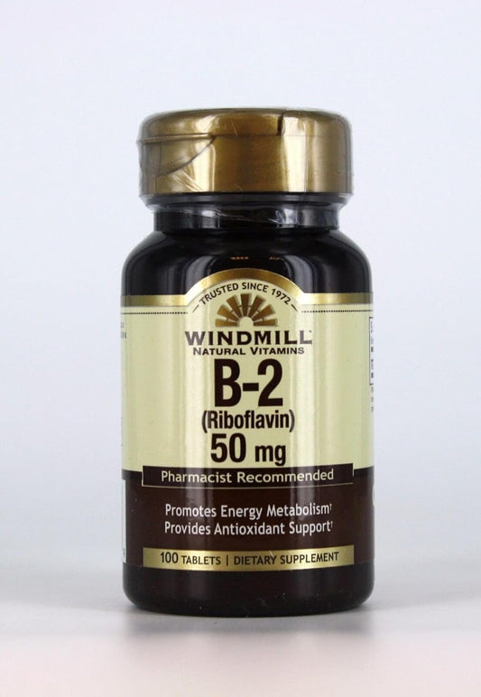 2 Pack of Windmill Vitamin B-2 50 mg Tablets - 100 Tablets Each