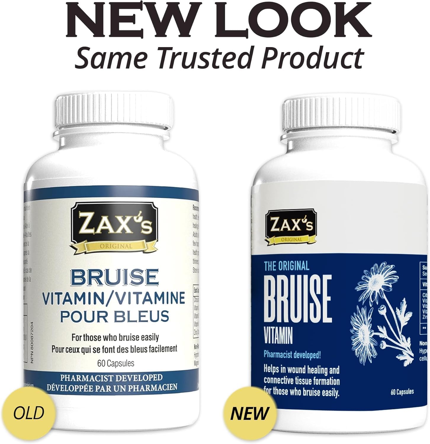 2 Pack of ZAX'S ORIGINAL Bruise Care Supplements - Pharmacist Developed Formula with Zinc, Vitamin K, D3, Ascorbic Acid, and Citrus Bioflavonoids - 60 Capsules