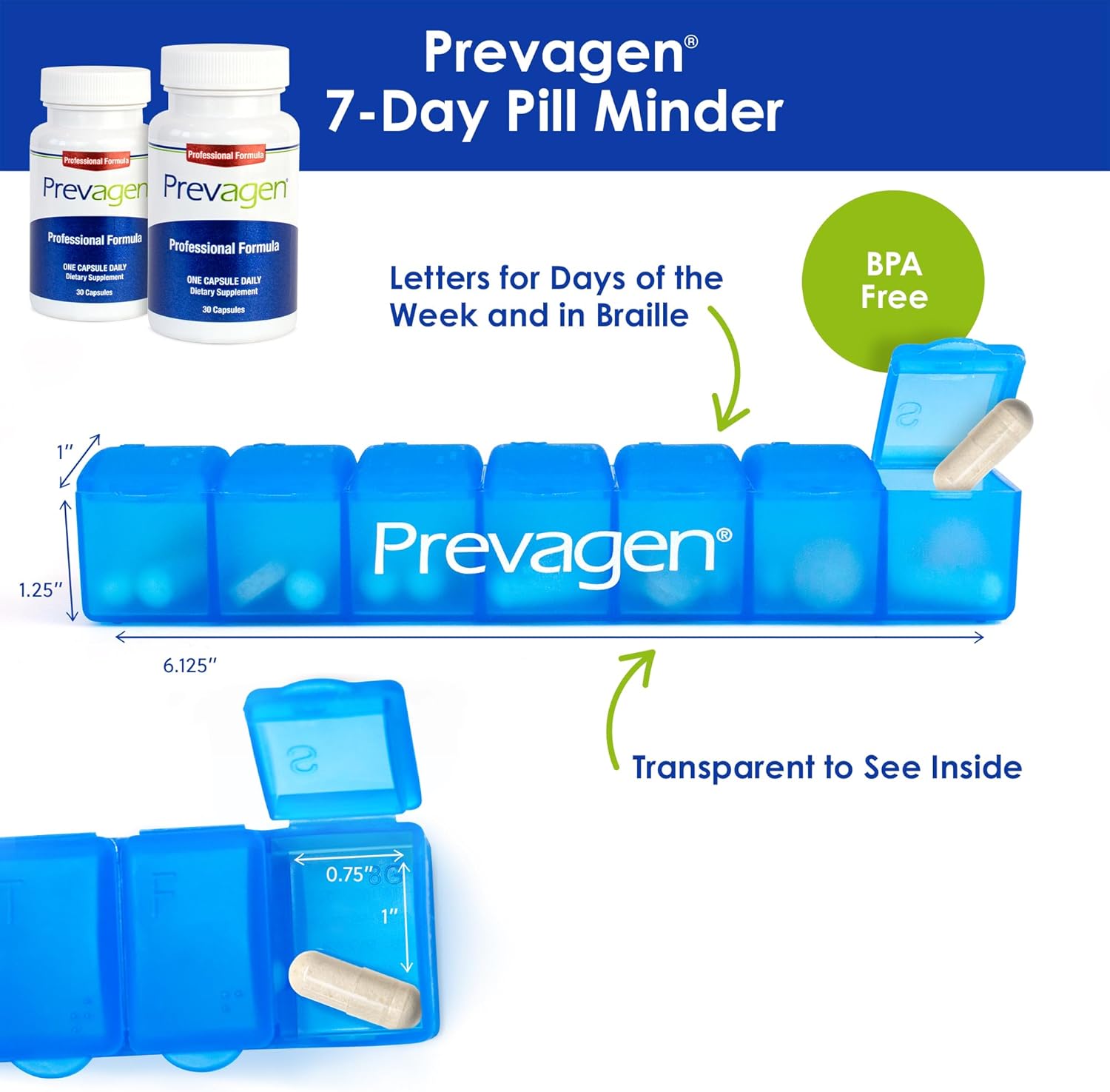 2-Pack Prevagen Professional Formula 40mg Capsules with Apoaequorin & Vitamin D + 7-Day Pill Minder