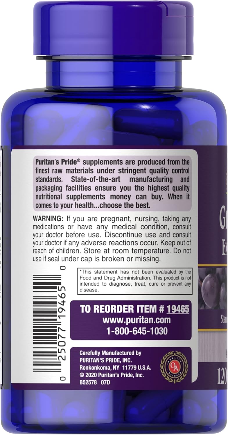 2 Pack Puritan's Pride Grapeseed Extract 200mg Capsules - 240 Count