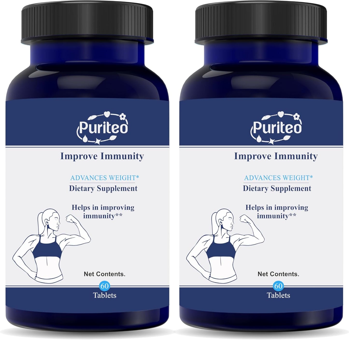 2 Pack PURITEO Tribulus Terrestris Extract Weight Management Dietary Supplement Tablets - 60 Tablets