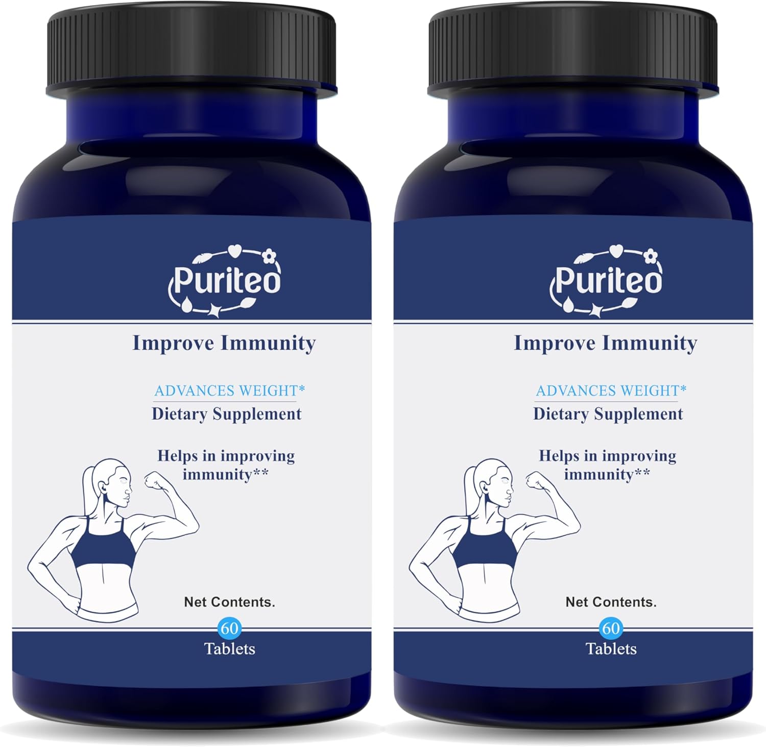 2 Pack PURITEO Tribulus Terrestris Extract Weight Management Dietary Supplement Tablets - 60 Tablets