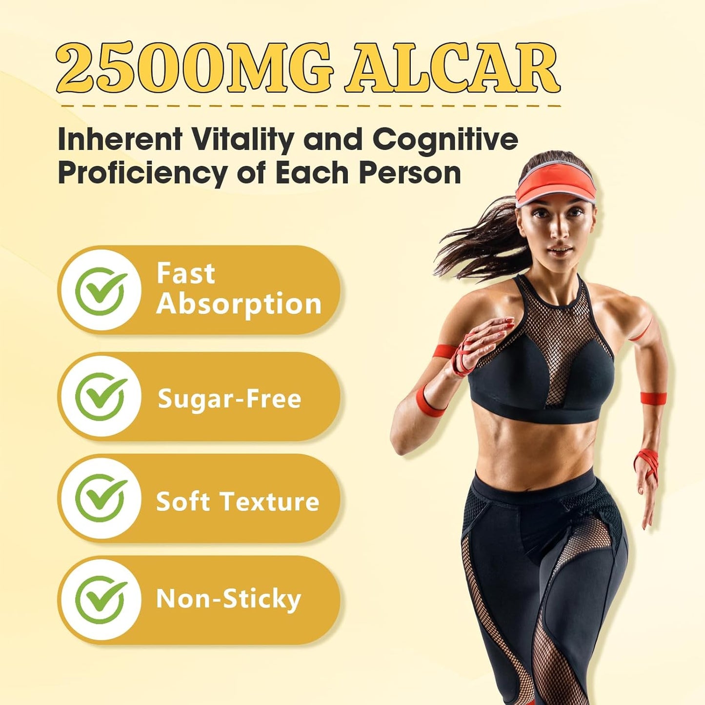 2 Pack Sijigood Acetyl L-Carnitine Supplement - Natural Energy Booster for Immunity - Vegan, Orange Flavor, 120 Count