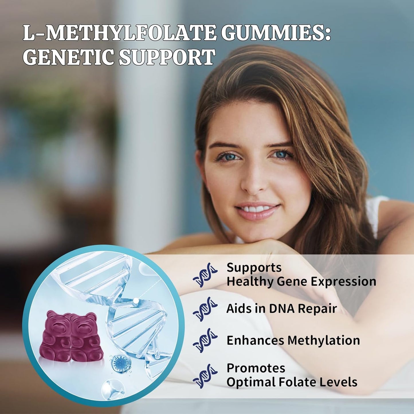 2 Pack Sijigood Blueberry L-Methylfolate Gummies with Methyl B12 - Boost Mood, Enhance Brain Health & Strengthen Immune System - 120 Count