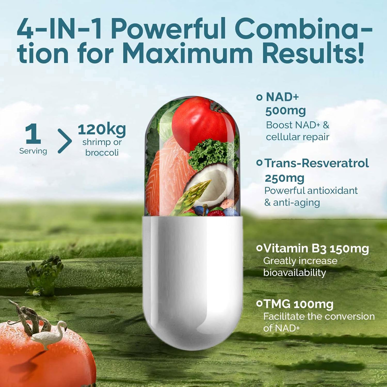 2-Pack Solodate Lab NAD Supplement 1000mg with True NAD+ & Resveratrol for Cellular Energy & Healthy Aging