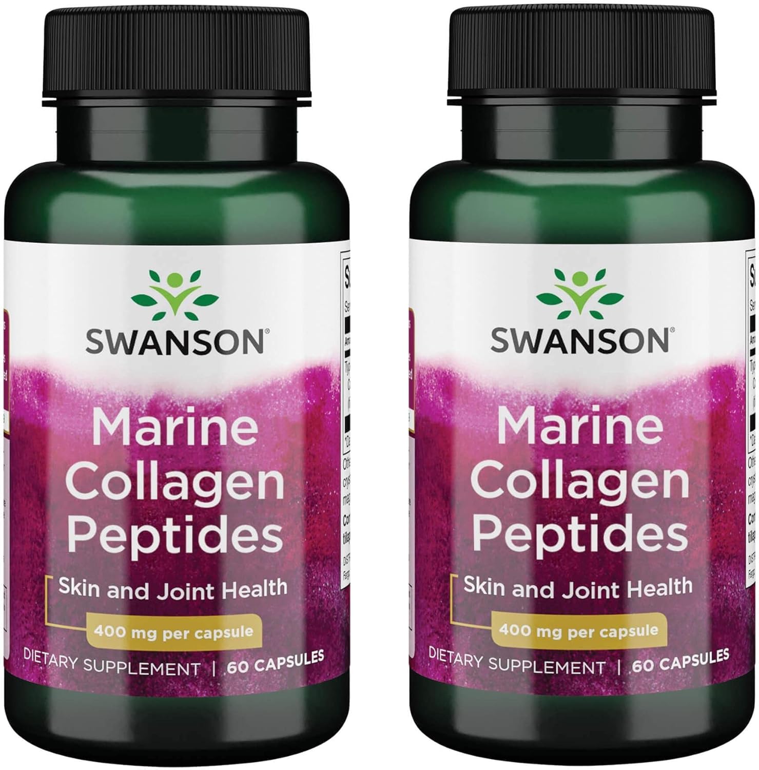 2 Pack Swanson Hydrolyzed Fish Collagen Type I Capsules - 400mg x 60