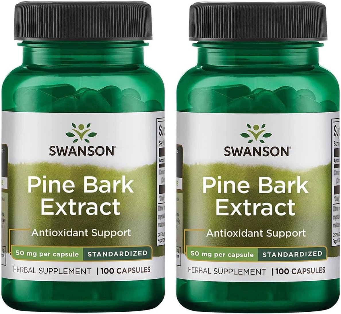 2 Pack Swanson Pine Bark Extract 50mg 100 Capsules - Antioxidant & Cardiovascular Support Supplement