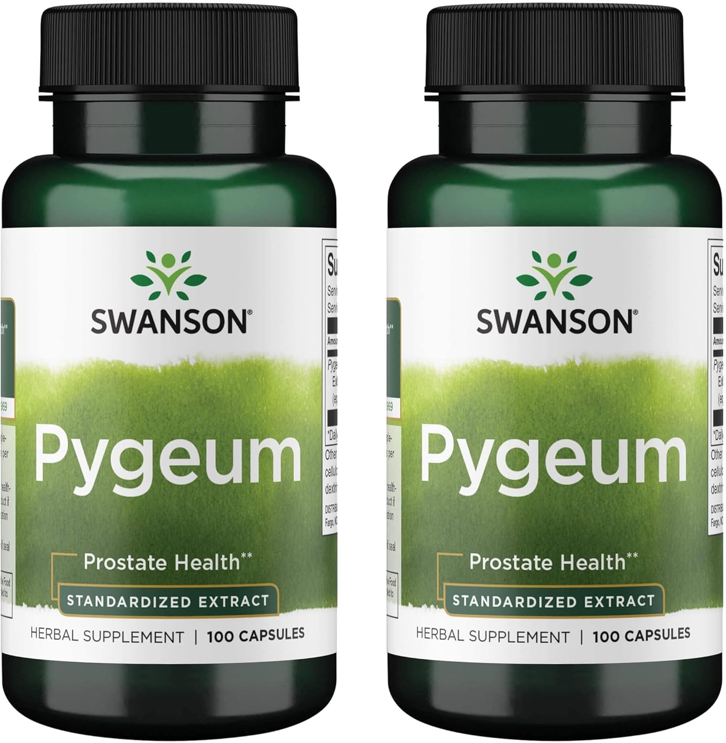 2 Pack Swanson Pygeum Capsules 125mg - Herbal Supplement for Men's Prostate, Bladder, and Urinary Tract Health - Male Health Support Formula