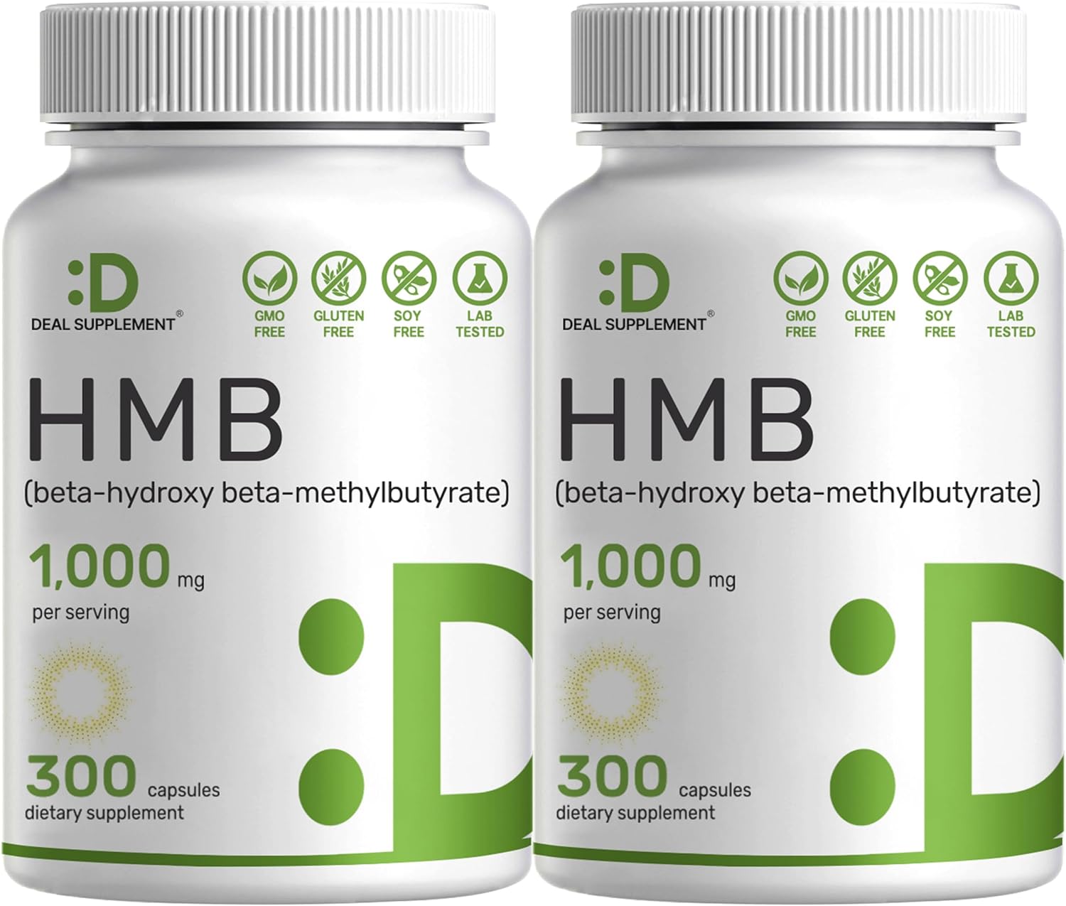 2 Pack Ultra Strength HMB Supplements 1000mg, 600 Capsules | Muscle Growth, Retention, Lean Mass | Fast Recovery | Third Party Tested
