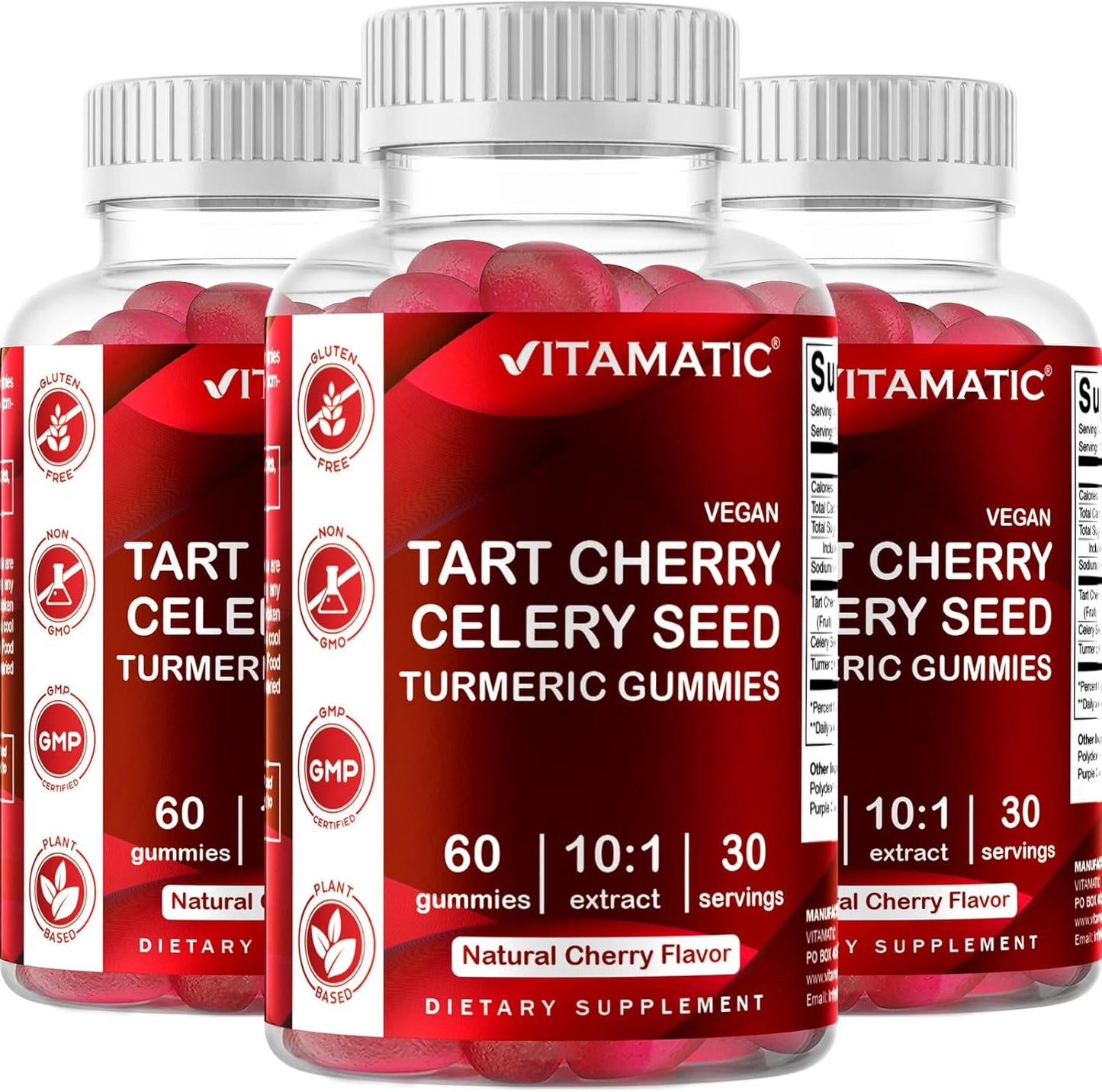 2 Pack Vitamatic Tart Cherry & Celery Seed Gummies - 10X Concentrate Extract - Uric Acid Cleanse for Joint Comfort & Sleep