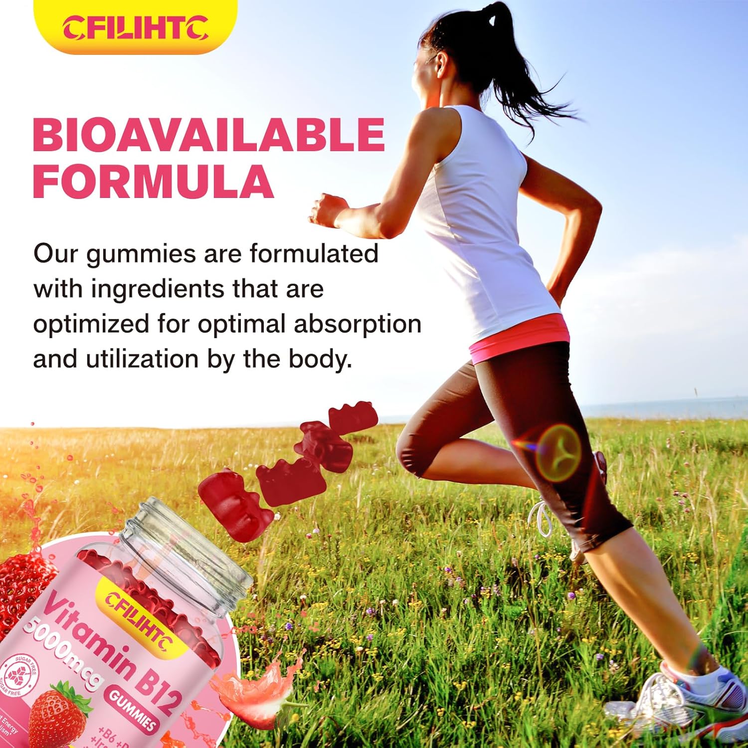 2 Pack Vitamin B12 Gummies 5000mcg for Adults - Methyl B12 with B6, D3, Iron, Folate - Energy & Metabolism Support, Mood & Immune Boost - Sugar Free