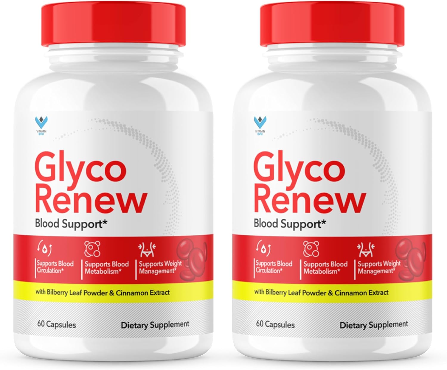 2 Pack Vitamin Evo Glyco Renew Blood Support Supplement - Original Formula Glycogen Clean Advanced Strength Capsules with Natural Ingredients