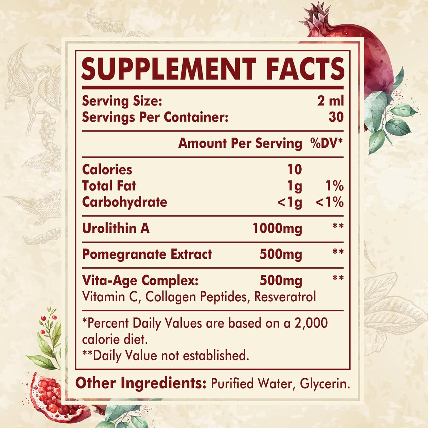 2-Pack ViveSano Urolithin A 2000MG Liquid Drops with Pomegranate Extract and Vita-Age Complex for High Bioavailability