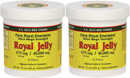 2-Pack YS Eco Bee Farms Royal Jelly in Honey 675mg 1.3lbs (595g)