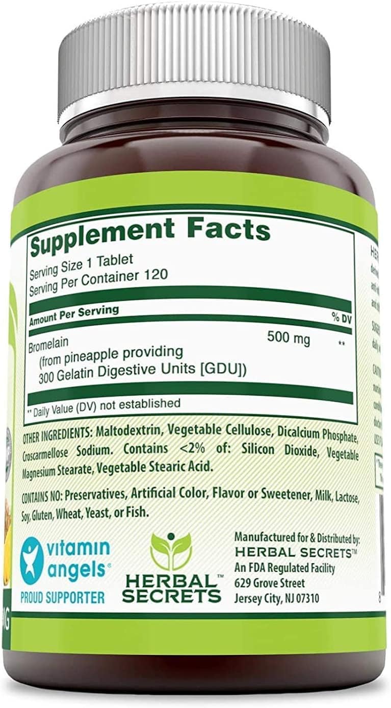2 Packs Herbal Secrets Bromelain 500 Mg 120 Tablets Supplement - Non-GMO, Gluten Free, Made in USA