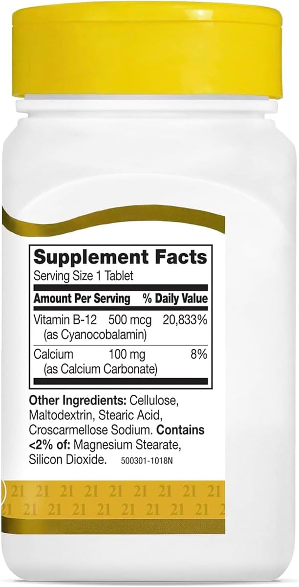 2 Packs of 21st Century B-12 500 mcg Tablets, 110-Count - Total of 220 Tablets